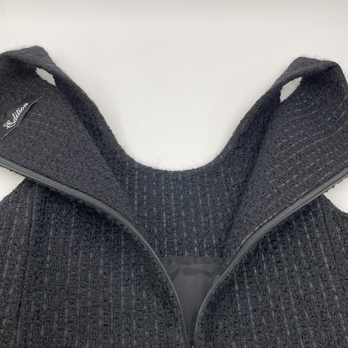 34-06-34-06002 BLACK TWEED GILET DRESS Dresses 36 Women's