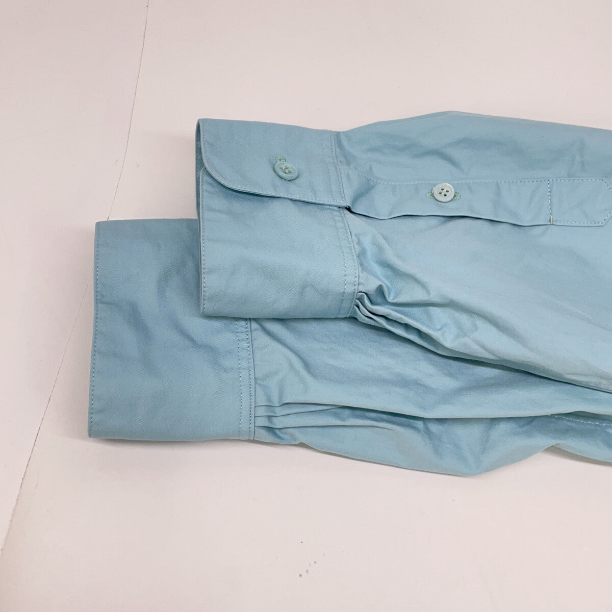 DRAWER Blue Cotton Bustle Fly-Front Stand Collar Shirt Top