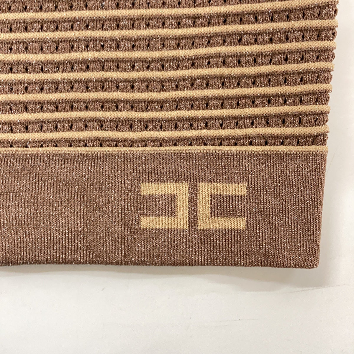 【SALE】 ELISABETTA FRANCHI エリザベッタフランキ AM91S22E2 ブラウン ニットシースドレス ワンピース