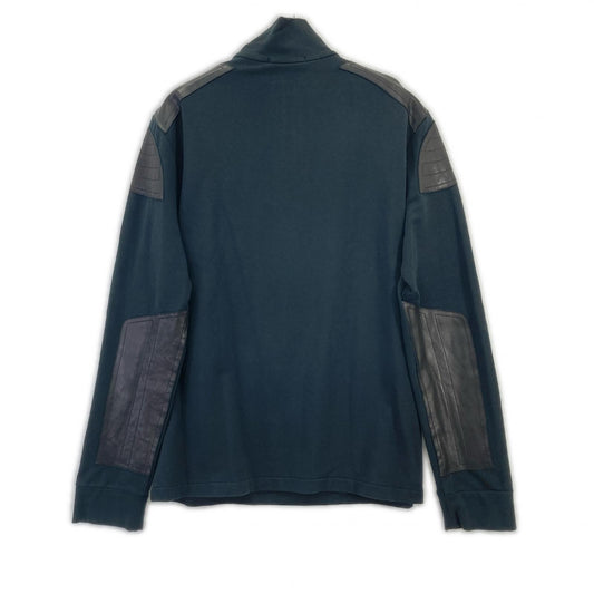 Ralph Lauren Black Label ラルフローレンブラックレーベル ブラック ラムレザー パッチ ハーフZIP トレーナー トップス