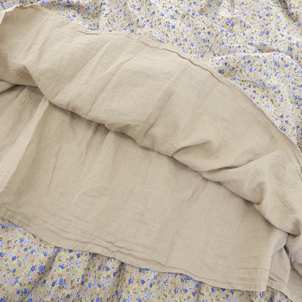 美品 棉质 花朵 半身裙 女士 浅棕色 蓝色 绿色 II 半身裙 II 女士