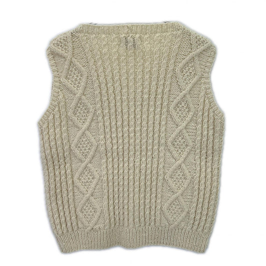 INVERALLAN Ivory Green Tag Cable Knit Vest Vest