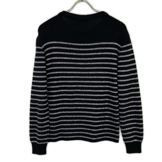 SAINT LAURENT PARIS 圣罗兰巴黎 588078 19年 黑色 条纹 肩部纽扣 针织上衣