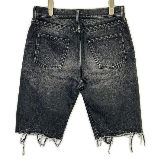 SAINT LAURENT PARIS 2018 532021 Black Washed Half Denim Pants Bottoms