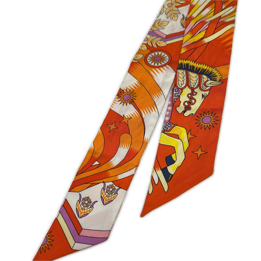 HERMES Orange Source of Pegasus Twilly Scarf