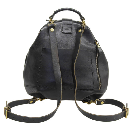 HERZ Wanpaku Rucksack S Leather Backpack Daypack Men's Black R-144 Backpack