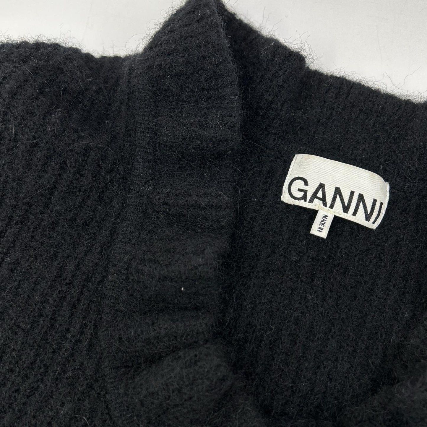 GANNI 22AW Black Wool Cardigan with Jewels