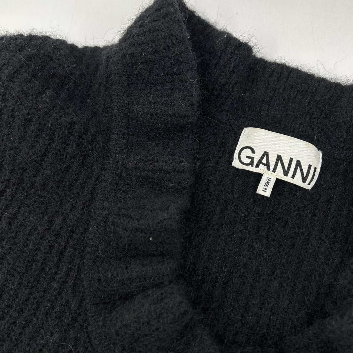 GANNI 22AW Black Wool Cardigan with Jewels