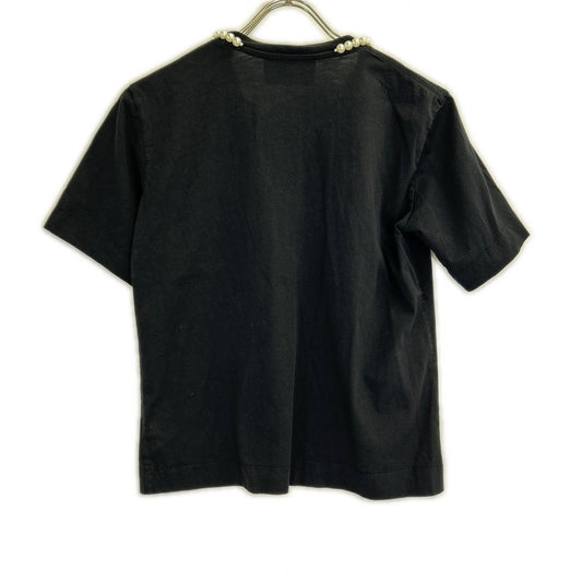 SIMONE ROCHA Black Pearl and Bow Tie T-shirt Top