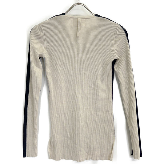BEIGE LA MONNAIE V-Neck Knit Top 4 for Women Beige x Black
