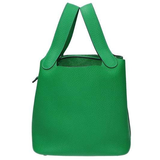 HERMES Like new Z stamp Taurillon Clemence Picotin Lock Monochrome So Green 18PM handbag