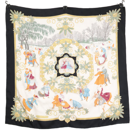 HERMES エルメス 【美品】Joies d' Hiver 冬の愉しみ シルク カレ90 スカーフ