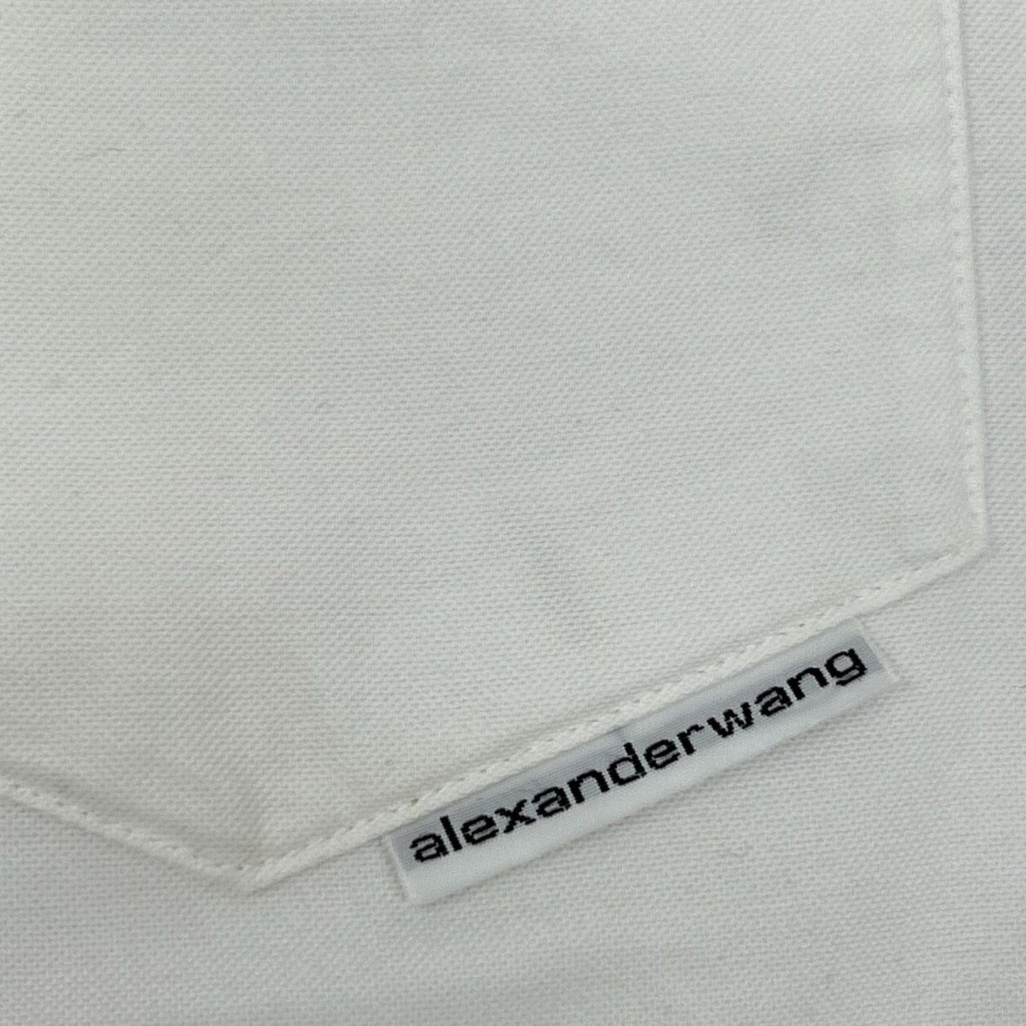 ALEXANDER WANG アレキサンダーワン ホワイト クロップド 取り外し可能フード シャツジャケット トップス