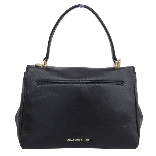 CHARLES & KEITH チャールズ&キース 美品 Lennie チェーンストラップトップハンドルバッグ ハンドバッグ レディース ブラック 50671771 ハンドバッグ