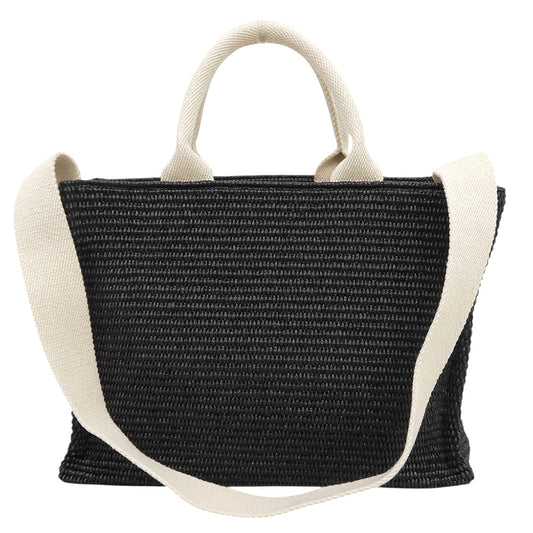 MARNI マルニ 美品 TROPICALIA ラフィア 2WAY トートバッグ スモール レディース ブラック 24年 SHMP0077U0/P3860 トートバッグ