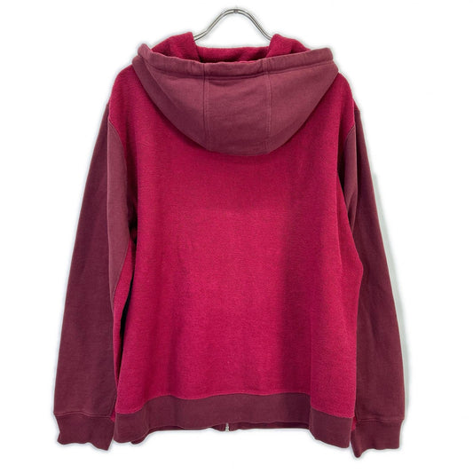 1722583 Red Mixed Material Anagram Embroidered Zip Hoodie Top XS Men's