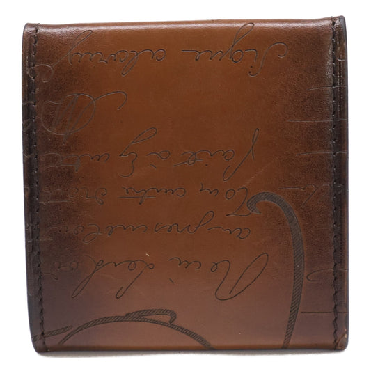 Berluti 2021 Venezia Calf Leather Calligraphy Origine Money Purse Coin Case