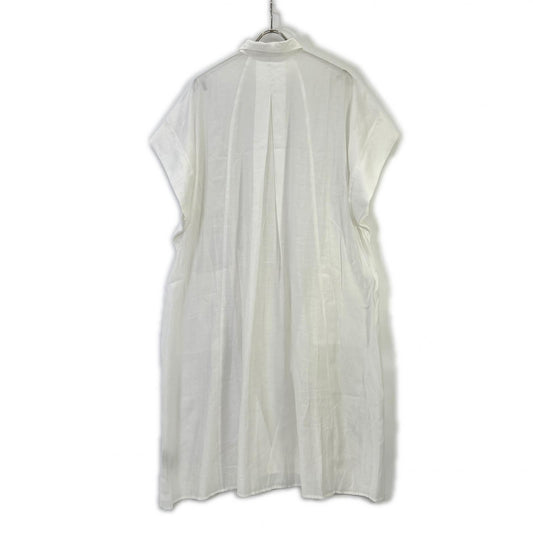 WHITE 522220402501-01 Sleeveless Wide Long Sheer Shirt Dress F Women's