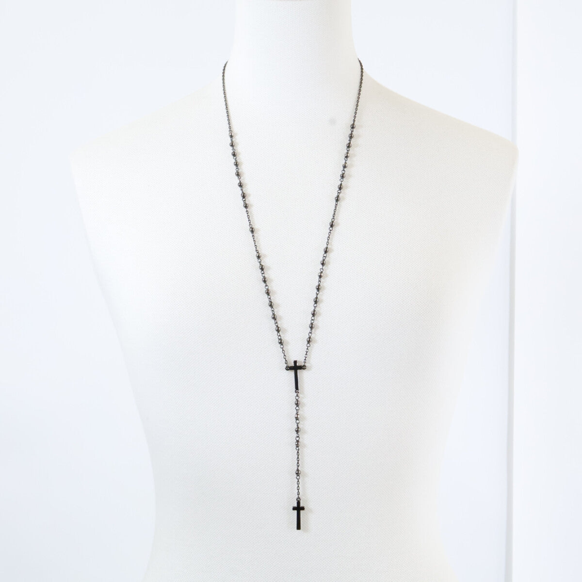 DSQUARED2 Dsquared Double Cross Ball Rosary Necklace