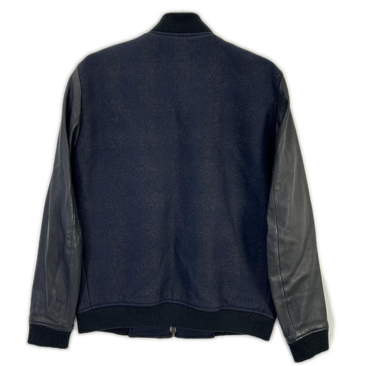 Theory 02-3405003 Navy VOLTER LS KINLOGGH Leather Switching Stadium Jacket