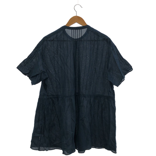 Mademoiselle NON NON マドモアゼルノンノン D0333AFBA717 ネイビー コットン ガーゼ シアーシャツ トップス