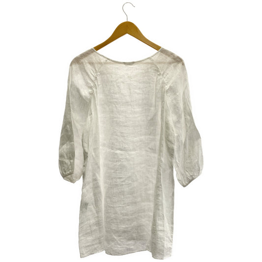 TABASA Tabasa D1751FAS016 White Linen Voile Tunic Top