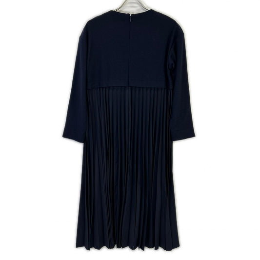 BALLSEY Navy Milled Jersey Combination Crew Neck Dress