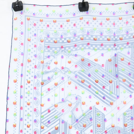 HERMES エルメス 【美品】SANGLES EN ZIGZAG BANBANA ジグザグのサングル シルク混 カレ60 スカーフ