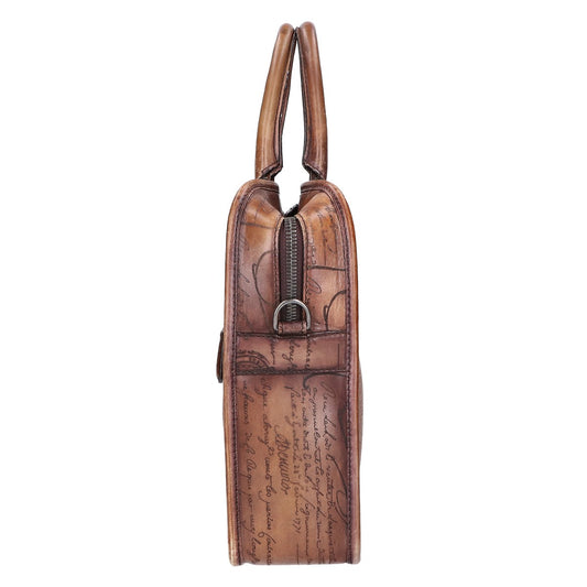 Berluti Leather x Canvas Calligraphy Un Jour Briefcase Business Bag Business Bag Briefcase