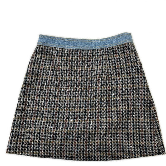 SANDRO Blue SFPJU00752-D284 Short Tweed and Denim Skirt Skirts