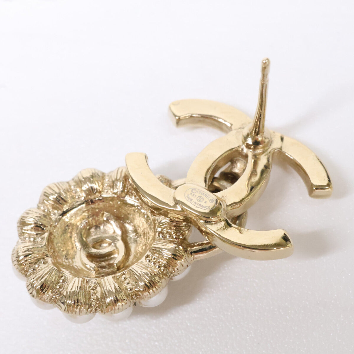 CHANEL シャネル A21A イミテーションパール ココマーク ドロップ ピアス