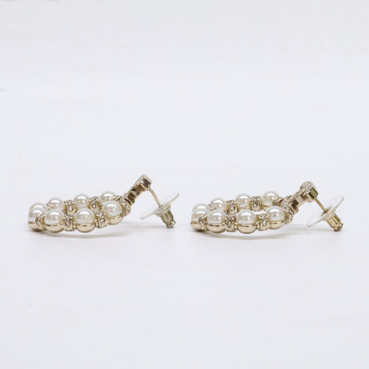 CHANEL シャネル A22B ココマーク イミテーションパール ラインストーン ピアス