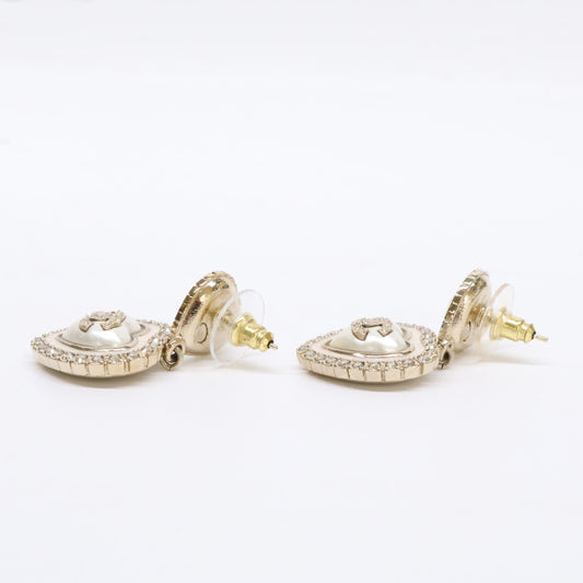 CHANEL シャネル C24A ラインストーン ココマーク ダブルハート パール ピアス