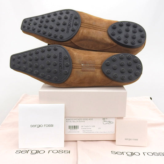 Sergio Rossi セルジオロッシ 美品 SR TWENTY フラッツ ローファー シューズ レディース スエード ブラウン 36 1/2 A94010 シューズ