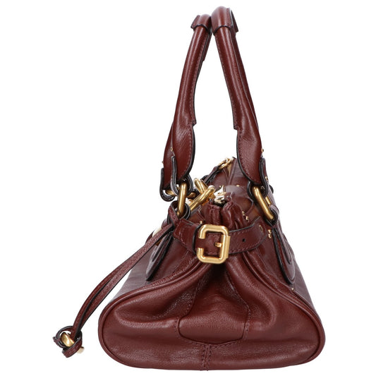 Chloe クロエ CH25WS802P7527M チェリーブラウン パディントングレインレザー製 Paddington バッグ ハンドバッグ
