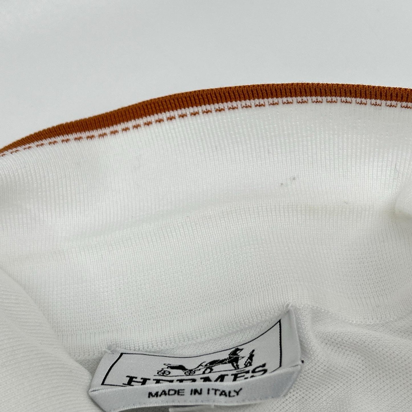 HERMES エルメス 467995HA ホワイト H刺繍 ポケット パイピング ポロシャツ トップス