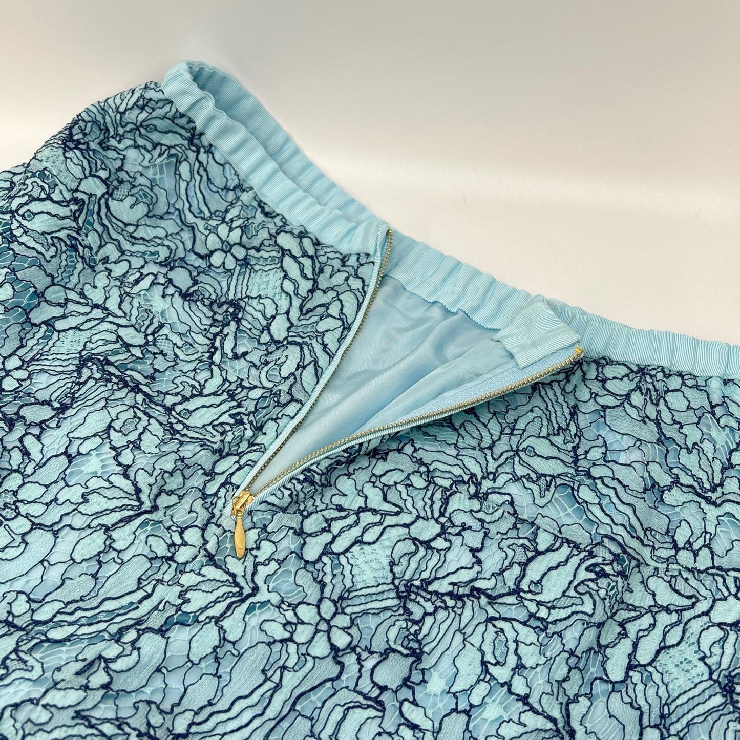 DRAWER ドゥロワー 6524-2-000002 Blue Embroidered Flared Skirt Skirt