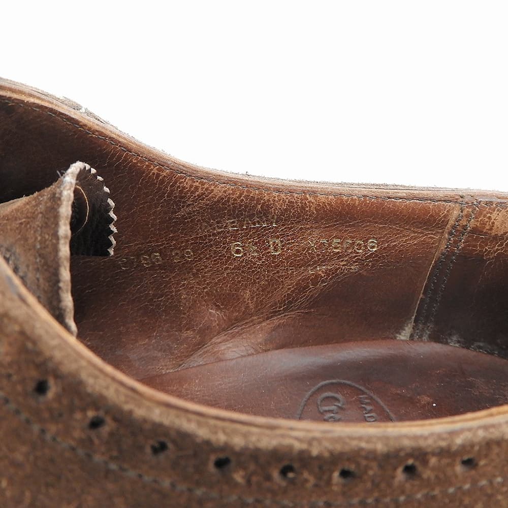 Crockett&Jones クロケット&ジョーンズ 美品 ALBANY スエード ストレートチップ シューズ メンズ ブラウン 6 1/2 シューズ