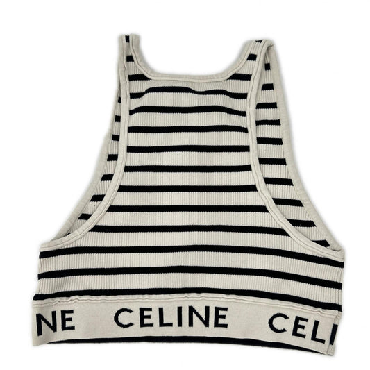 CELINE セリーヌ ブラック×アイボリー 2A220372N ロゴ アスレチックニット タンクトップ トップス