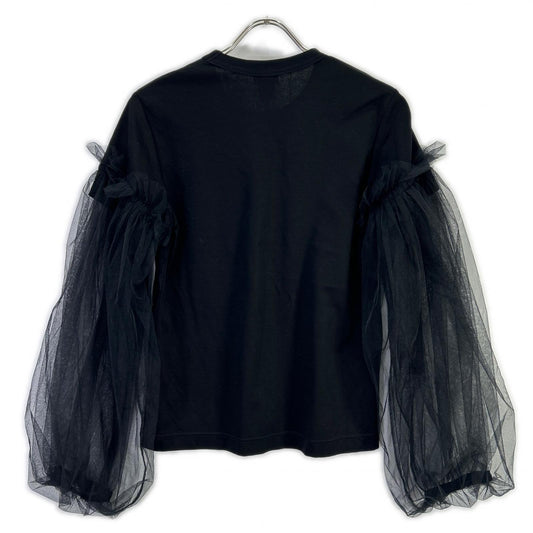 COMMEdesGARCONSNoirKeiNinomiya コムデギャルソンノワールケイニノミヤ 3E-T001 ブラック チュールスリーブ Tシャツ トップス