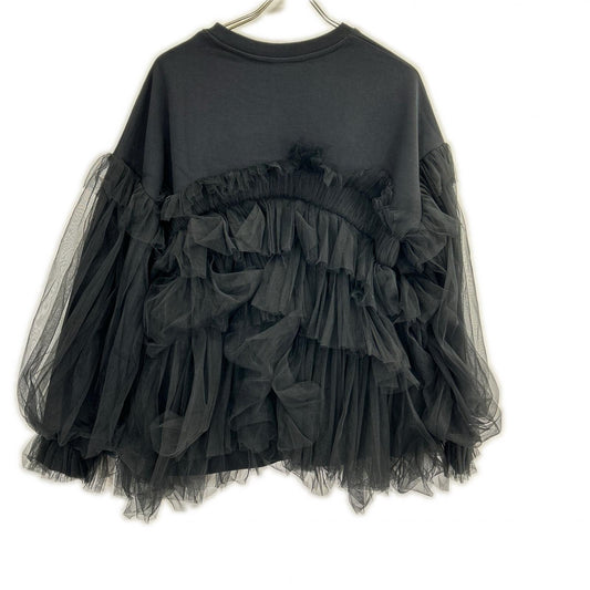 VIVIANO ヴィヴィアーノ VS-AW23-CS05 ブラック Gathered Tulle Trimmed Sweat トップス