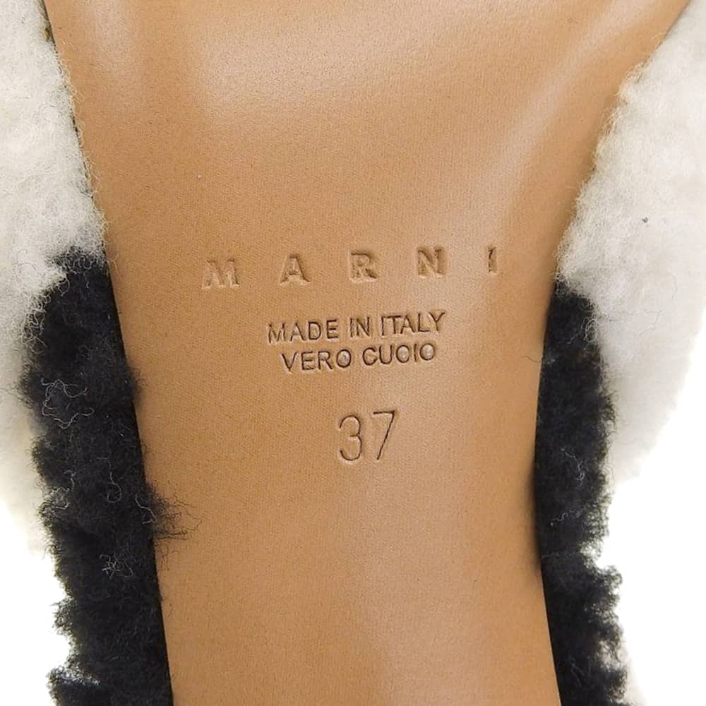 MARNI マルニ 新品同様 ボア スリングバック パンプス シューズ レディース ホワイト×ブラック シューズ