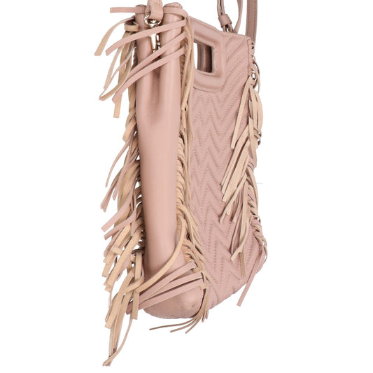 maje マージュ E17MPADDED NUDE フリンジ キルティングレザー 2WAY ハンドバッグ