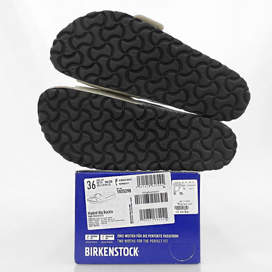 BIRKEN STOCK ビルケンシュトック 新品同様 ハイシャイン エクリュ Madrid Big Buckle ナローフィット サンダル レディース ホワイト系 36 シューズ