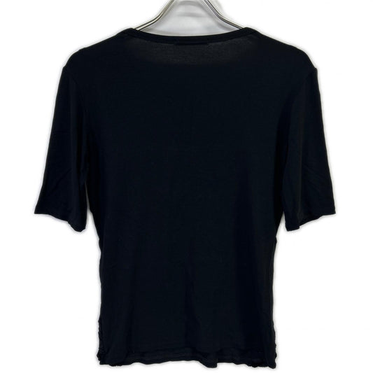 ISSEY MIYAKE イッセイミヤケ IM61JK003 ブラック ベロア フリルデザイン 半袖カットソー トップス