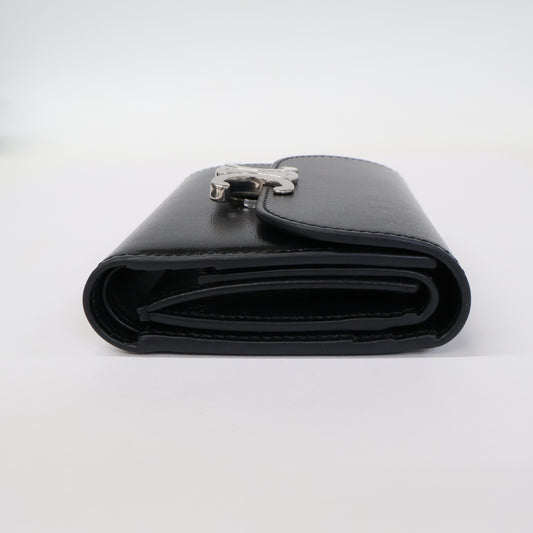 CELINE セリーヌ 【美品】スモール フラップウォレット トリオンフ / シャイニーカーフスキン 三つ折り財布(小銭入れあり)