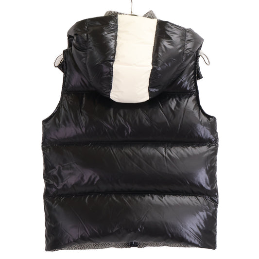 MONCLER モンクレール 【美品】BAKI ヘリンボーン ウール/ナイロン切替 フード付ダウン ベスト