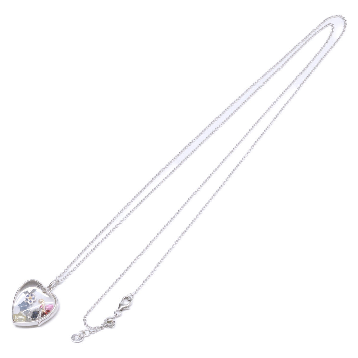 LOQUET LONDON ロケット・ロンドン 仕上げ済み K14WG サファイアクリスタル ハート型L ペンダントトップ チェーン ネックレス チャームセット ネックレス