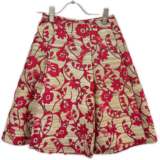 VALENTINO ヴァレンティノ ピンク シルク混 フラワー総繍 ラップスカート スカート