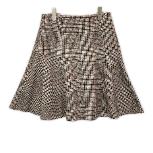 BRUNELLO CUCINELLI ブルネロクチネリ MD527G3329 22年 ブラウン チェック ウール×アルパカ Aライン フレアスカート スカート